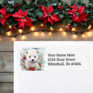 Étiquette Bébé Polar Ours Noël Facile à lire Adresse de reto