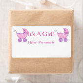 Étiquette Bébé rose Buggy C'est une fille Douche Nom Balise (En situation)