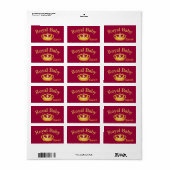 Étiquette Bébé royal avec couronne dorée (Feuille entière)