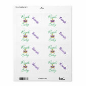 Étiquette Bébé royal avec pourpre et couronne or (Feuille entière)