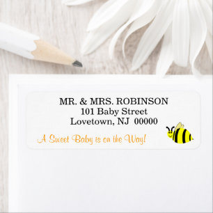 Étiquette Bébé Sucré Abeille Bourdon Jaune
