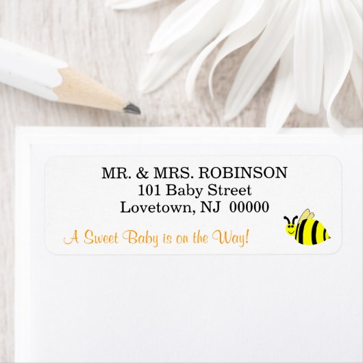 Étiquette Bébé Sucré Abeille Bourdon Jaune (En situation)