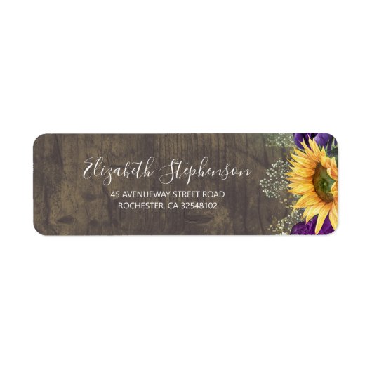 Étiquette Bébé's Breath Purple Rose Mariage de automne de to (Devant)