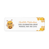 Étiquette Bee Baby shower Honeycombs Neutre Adresse de retou (Devant)