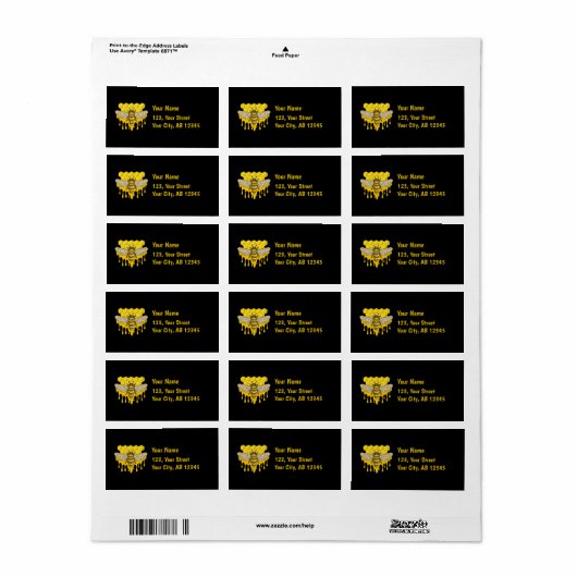 Étiquette Bee Hive (Feuille entière)