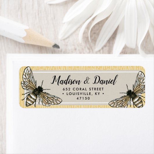 Étiquette Bee Rustic Elegant Vintage (En situation)