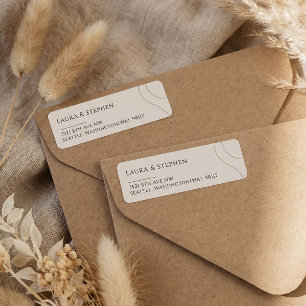 Étiquette Beige moderne Neutre Couple Mariage Adresse de ret