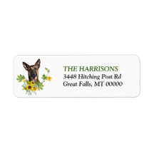 Belge Malinois Sunflower Wreath Adresse de retour