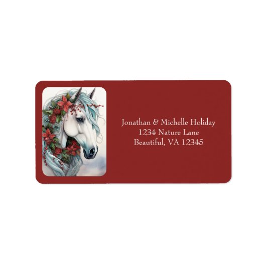 Étiquette Belle Adresse de Noël du Cheval Blanc (Devant)
