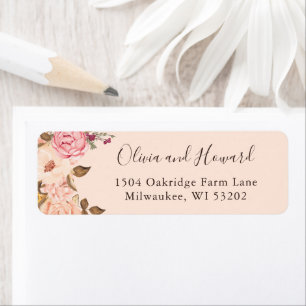 Étiquette Belle adresse de retour florale Victoria Blush