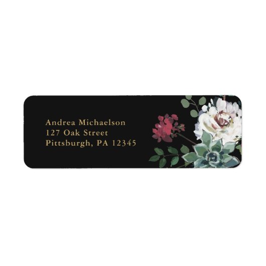Étiquette Belle adresse florale foncée (Devant)