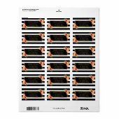 Étiquette Belle automne Floral or noir blanc rayures (Feuille entière)