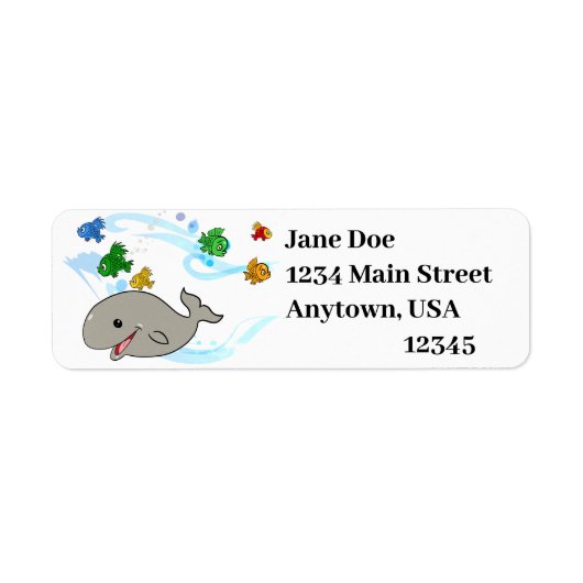 Étiquette Belle baleine à dessin souriante (Devant)