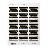 Étiquette Belle Décor Floral Or Noir Blancs (Feuille entière)