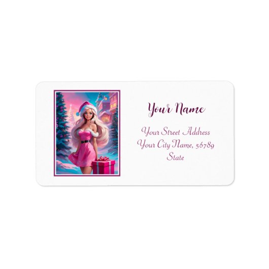 Étiquette Belle fille de Noël rose 01 (Devant)
