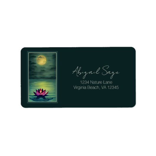 Étiquette Belle Fleur Lotus et une adresse de Pleine lune (Devant)