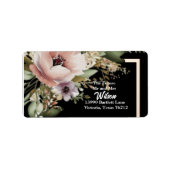 Étiquette Belle Fleur rose sur l'adresse de retour or (Devant)