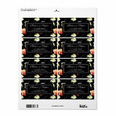 Étiquette Belle florale noire - Mariage (Feuille entière)