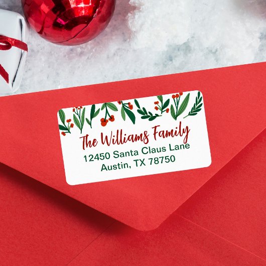 Étiquette Belle Holly Berry Adresse de retour de Noël