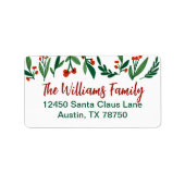 Étiquette Belle Holly Berry Adresse de retour de Noël (Devant)