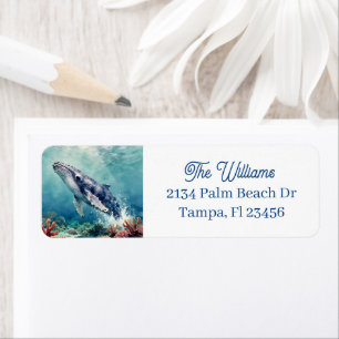 Étiquette Belle illustration de baleine à l'impasto océaniqu