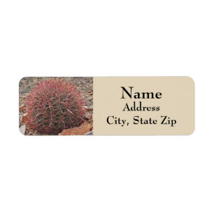 Étiquette Belle Red Barrel Cactus Desert Adresse du Plante