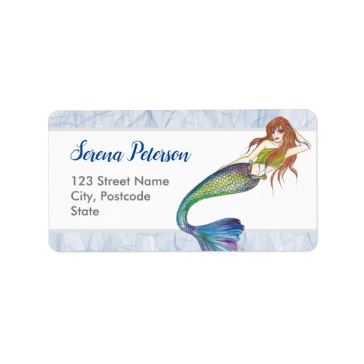 Étiquette Belle sirène arc-en-ciel avec cheveux de gingembre (Devant)