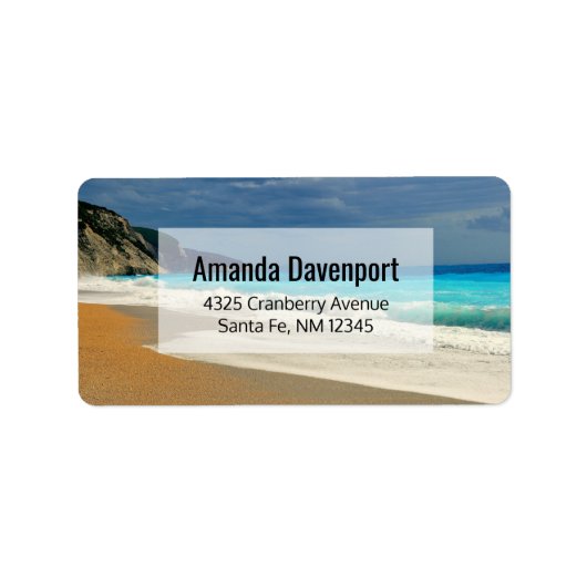 Étiquette Belle Turquoise Bleue Mer Tropicale Photographie (Devant)