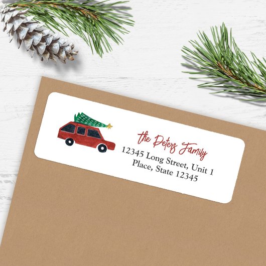 Étiquette Belle voiture Illustration minimaliste Noël