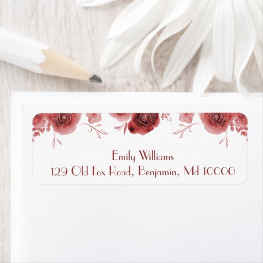 Étiquette Belles fleurs bordeaux (En situation)