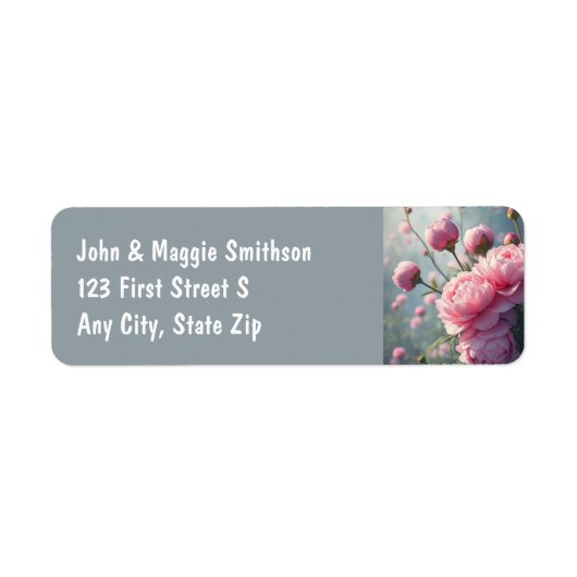 Étiquette Belles fleurs de jardin Peony rose Floral (Devant)