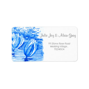 Étiquette Belles fleurs de lotus bleues