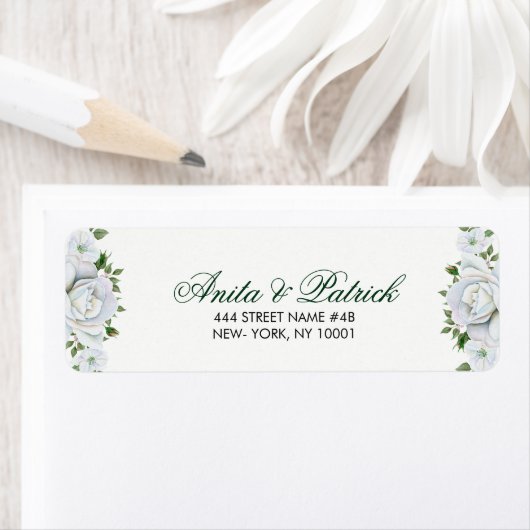 Étiquette Belles Roses Blanches (En situation)