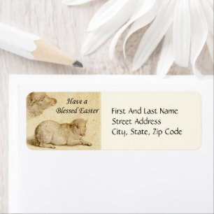 Étiquette Bénédiction de Pâques Oeuvre d'agneau de repos de 