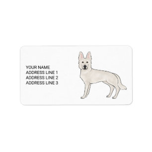 Étiquette Berger Blanc Suisse Blanc GSD Avec Texte Personnal