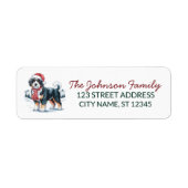 Étiquette Bernedoodle Dog Christmas Return Address (Devant)