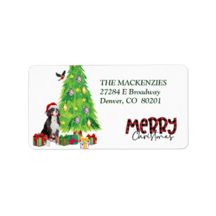 Étiquette Bernese Mountain Dog Christmas Tree Retour Adresse