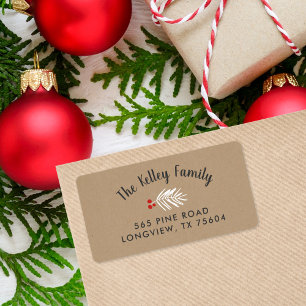 Étiquette Berry Branch Kraft Holiday Retours Adresse Étiquet