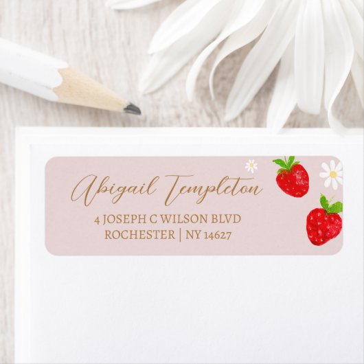 Étiquette Berry First 1st Strawberry Anniversaire Adresse (En situation)
