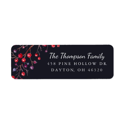 Étiquette Berry Merry Holiday Adresse de retour (Devant)
