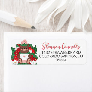 Étiquette Berry Sweet Baby Pink Strawberry Bear Adresse du c