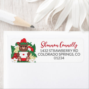 Étiquette Berry Sweet Baby Red Strawberry Bear Adresse du cl