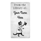 Étiquette Bibliothèque du Chapeau supérieur Chat Etching Fau (Devant)