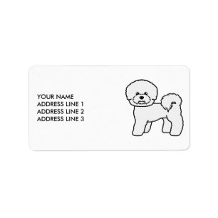 Étiquette Bichon Frise Chien de Dessin Animé Mignon Et Texte