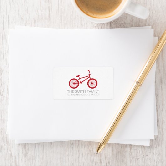 Étiquette Bicyclette rouge canneberge mignonne (En situation)