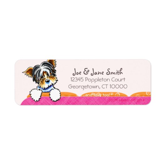Étiquette Biewer Yorkie Pink Couch Personnalisé Nom de l'ani (Devant)