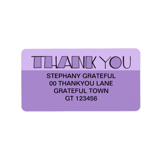 Étiquette Big Thank You purple Address Label (Devant)