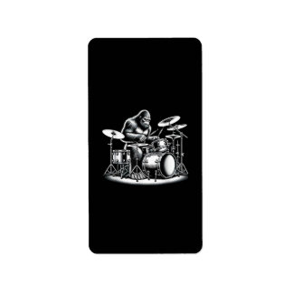 Étiquette Bigfoot Drummer Sasquatch Jouer Drums Musicien B