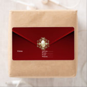 Étiquette Bijou de perle de velours rouge profond (En situation)