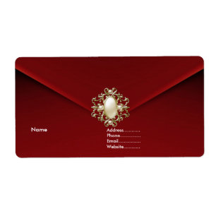 Étiquette Bijou de perle de velours rouge profond